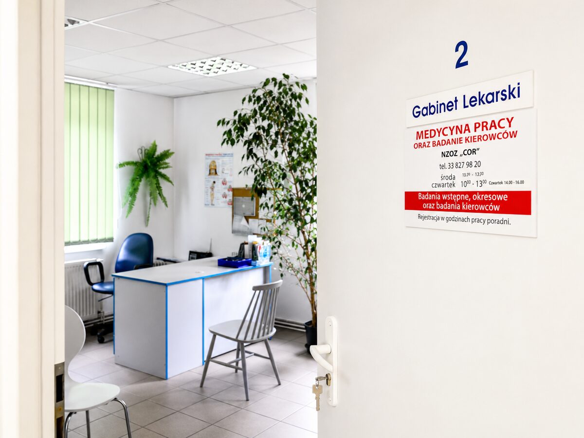 Wejście do gabinetu lekarskiego medycyny pracy — gabinet nr 2
